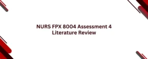 NURS FPX 8004 Assessment 4 Literature Review